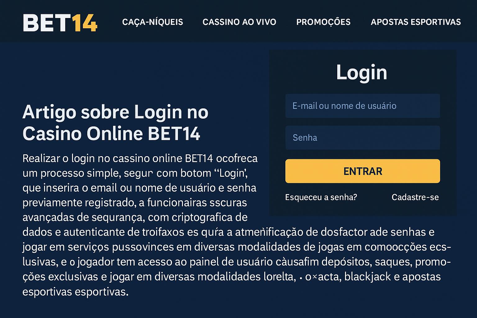 Criar uma nova Conta no plataforma BET14